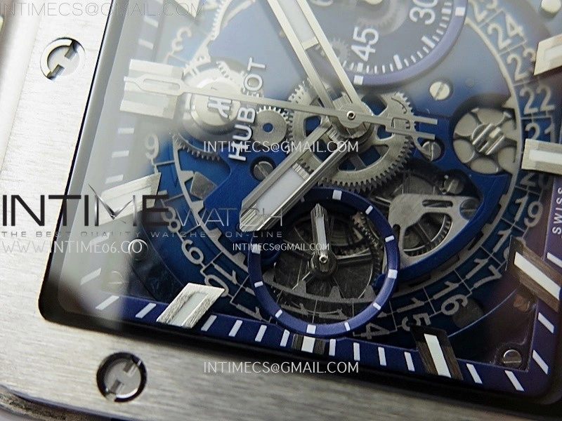 Square Bang Unico 42mm Ti BBF 1:1 Best Edition Skeleton Dial on Blue Rubber Strap A1280