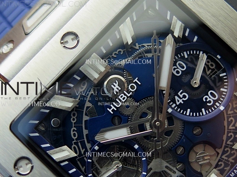 Square Bang Unico 42mm Ti BBF 1:1 Best Edition Skeleton Dial on Blue Rubber Strap A1280