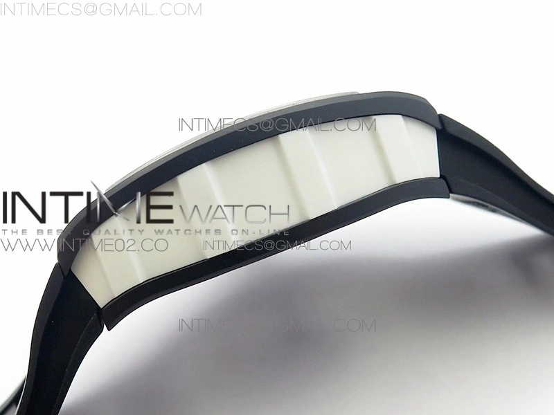 RM055 White Ceramic Case KVF Best Edition Black Ceramic Bezel Skeleton Dial on Black Rubber Strap MIYOTA8215