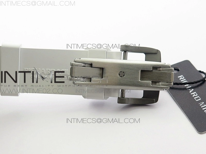 RM055 White Ceramic Case KVF Best Edition Black Ceramic Bezel Skeleton Dial on Black Rubber Strap MIYOTA8215