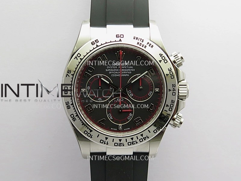 Daytona 116519L 904L SS VF 1:1 Best Edition Black Dial Numbers Markers On Black Oysterflex Rubber Strap DD4130