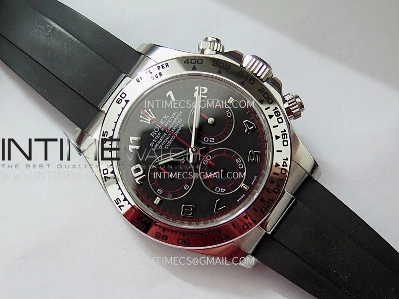 Daytona 116519L 904L SS VF 1:1 Best Edition Black Dial Numbers Markers On Black Oysterflex Rubber Strap DD4130
