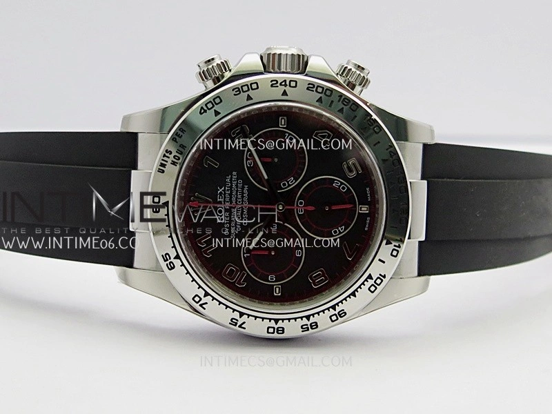 Daytona 116519L 904L SS VF 1:1 Best Edition Black Dial Numbers Markers On Black Oysterflex Rubber Strap DD4130