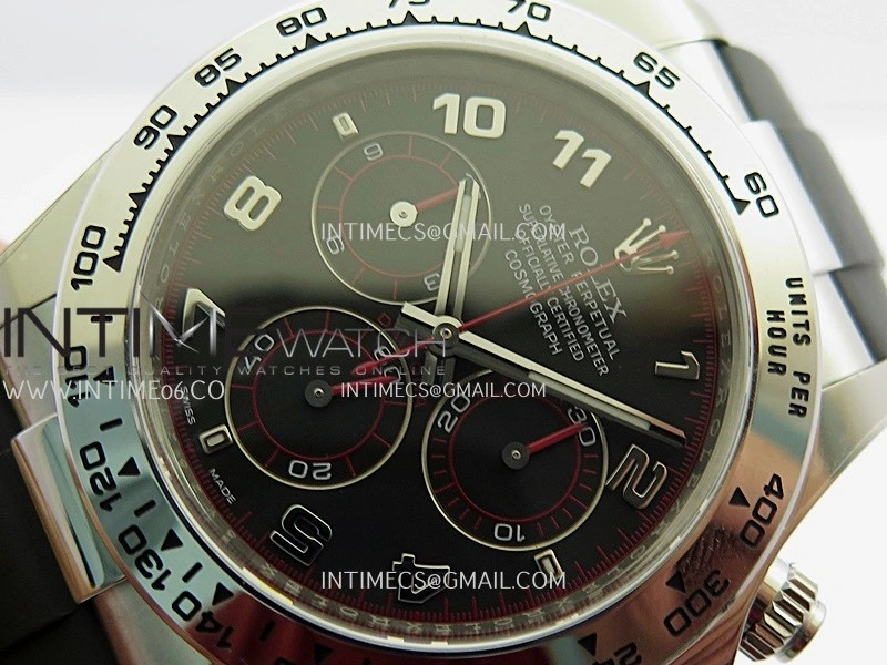 Daytona 116519L 904L SS VF 1:1 Best Edition Black Dial Numbers Markers On Black Oysterflex Rubber Strap DD4130