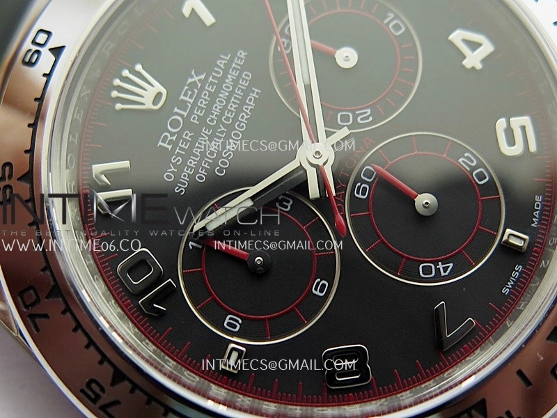 Daytona 116519L 904L SS VF 1:1 Best Edition Black Dial Numbers Markers On Black Oysterflex Rubber Strap DD4130
