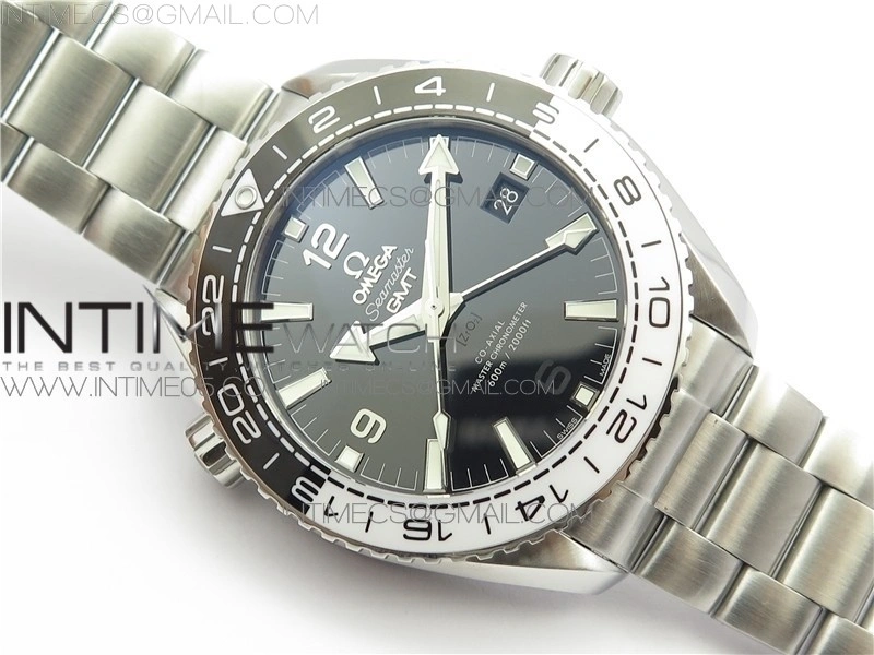Planet Ocean 600M 'Tai Chi' GMT 43.5mm VSF 1:1 Best Edition Black White Ceramic Bezel and Dial on SS Bracelet A8906 Super Clone