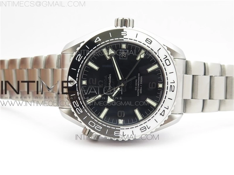 Planet Ocean 600M 'Tai Chi' GMT 43.5mm VSF 1:1 Best Edition Black White Ceramic Bezel and Dial on SS Bracelet A8906 Super Clone