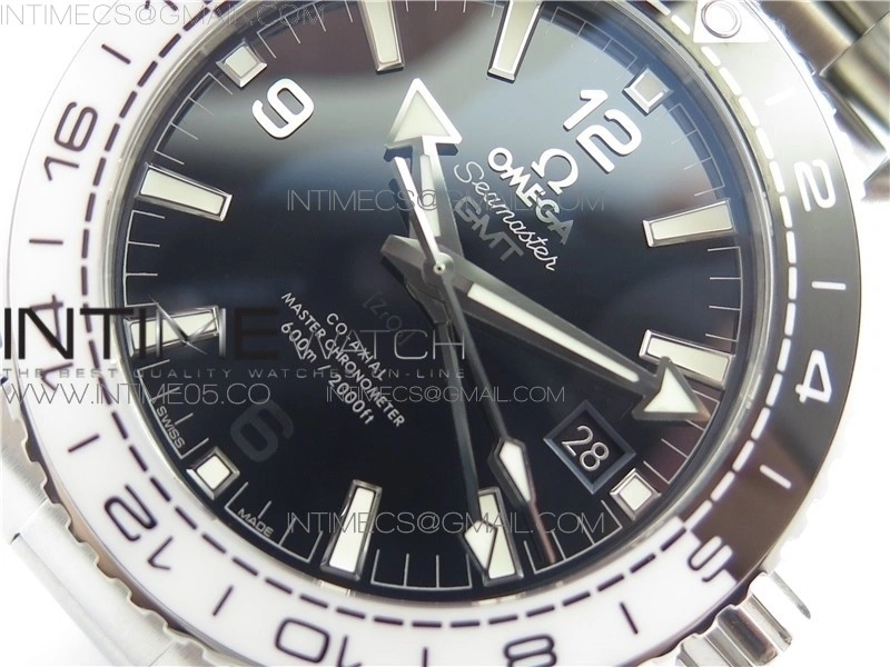 Planet Ocean 600M 'Tai Chi' GMT 43.5mm VSF 1:1 Best Edition Black White Ceramic Bezel and Dial on SS Bracelet A8906 Super Clone