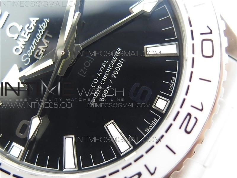 Planet Ocean 600M 'Tai Chi' GMT 43.5mm VSF 1:1 Best Edition Black White Ceramic Bezel and Dial on SS Bracelet A8906 Super Clone