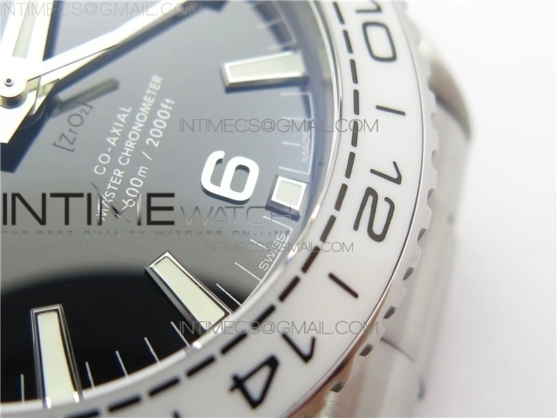 Planet Ocean 600M 'Tai Chi' GMT 43.5mm VSF 1:1 Best Edition Black White Ceramic Bezel and Dial on SS Bracelet A8906 Super Clone