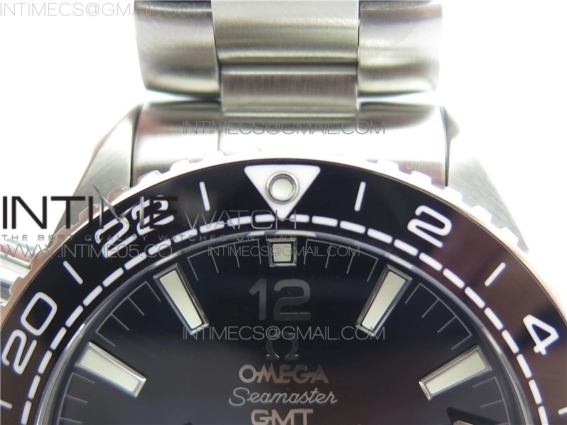 Planet Ocean 600M 'Tai Chi' GMT 43.5mm VSF 1:1 Best Edition Black White Ceramic Bezel and Dial on SS Bracelet A8906 Super Clone