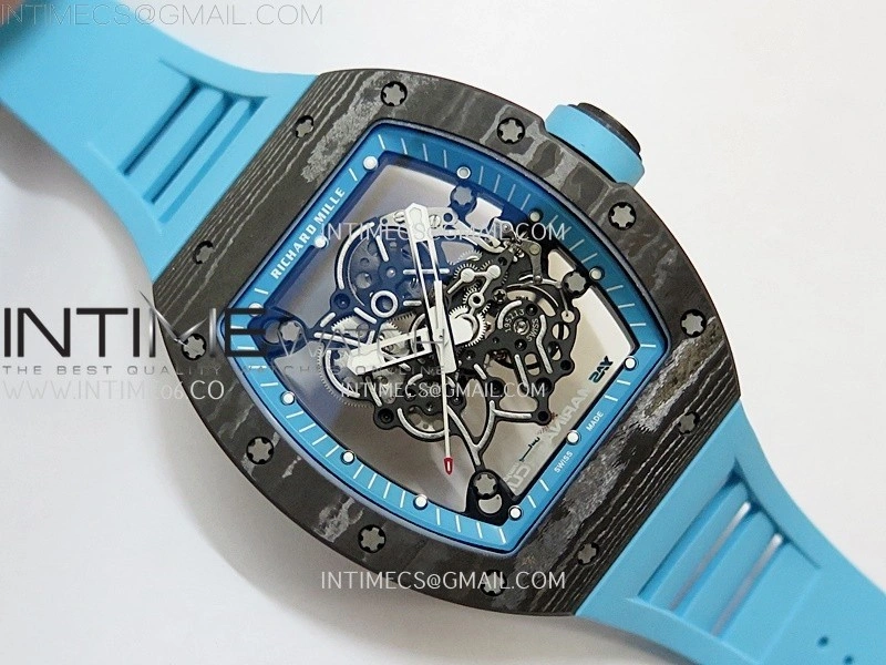 RM055 NTPT APSF 1:1 Best Edition Blue Inner Bezel Blue Crown On Blue Rubber Strap RMUL2 Super Clone