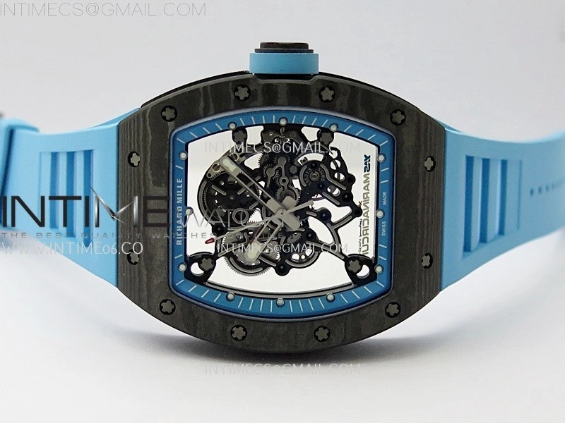RM055 NTPT APSF 1:1 Best Edition Blue Inner Bezel Blue Crown On Blue Rubber Strap RMUL2 Super Clone