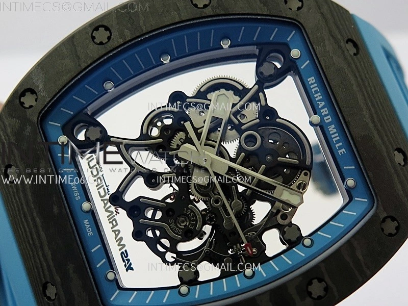 RM055 NTPT APSF 1:1 Best Edition Blue Inner Bezel Blue Crown On Blue Rubber Strap RMUL2 Super Clone