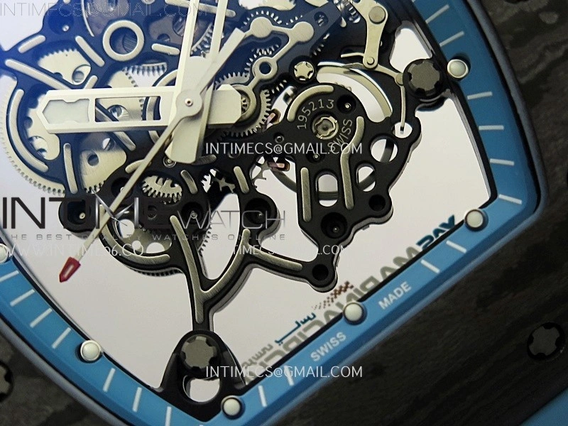 RM055 NTPT APSF 1:1 Best Edition Blue Inner Bezel Blue Crown On Blue Rubber Strap RMUL2 Super Clone