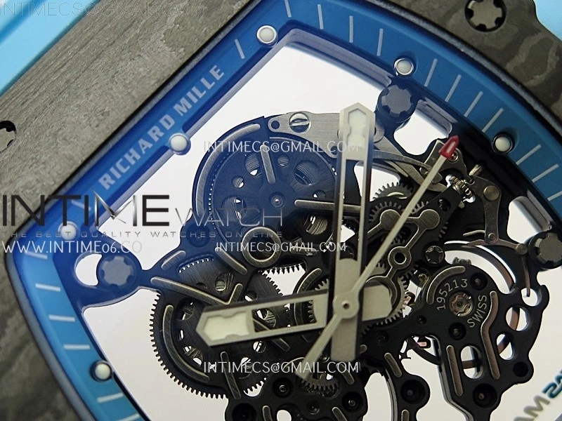 RM055 NTPT APSF 1:1 Best Edition Blue Inner Bezel Blue Crown On Blue Rubber Strap RMUL2 Super Clone