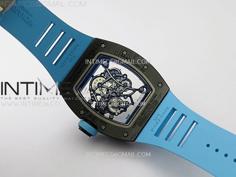 RM055 NTPT APSF 1:1 Best Edition Blue Inner Bezel Blue Crown On Blue Rubber Strap RMUL2 Super Clone