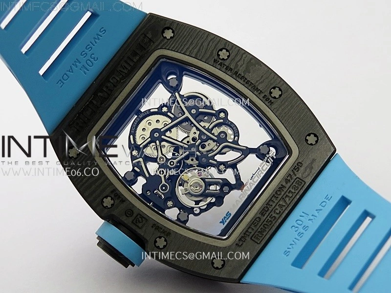RM055 NTPT APSF 1:1 Best Edition Blue Inner Bezel Blue Crown On Blue Rubber Strap RMUL2 Super Clone