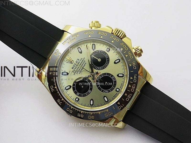 Daytona 116518 Gain Weight AF 1:1 Best Edition Gold Dial Black Subdials Sticks Markers on Oysterflex Strap SH4130