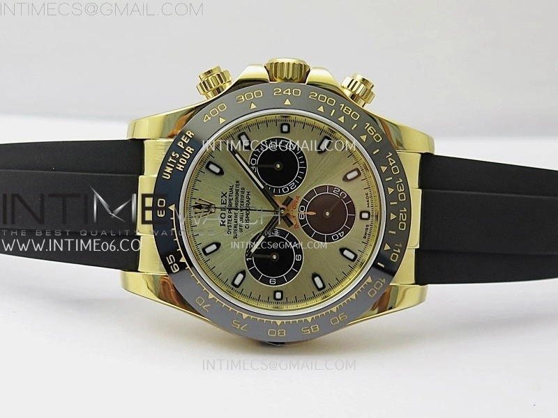 Daytona 116518 Gain Weight AF 1:1 Best Edition Gold Dial Black Subdials Sticks Markers on Oysterflex Strap SH4130