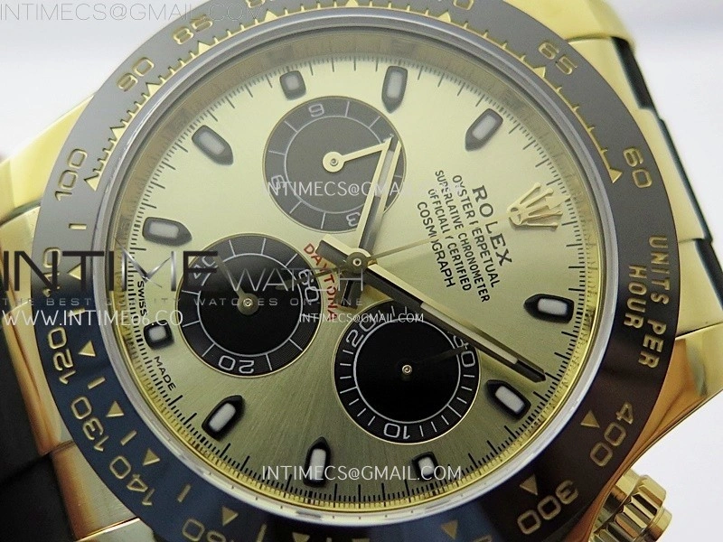 Daytona 116518 Gain Weight AF 1:1 Best Edition Gold Dial Black Subdials Sticks Markers on Oysterflex Strap SH4130