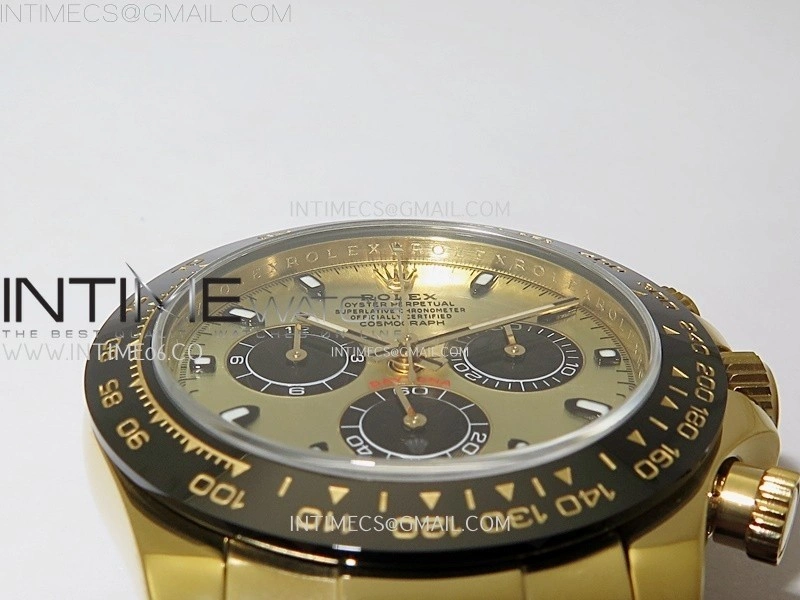 Daytona 116518 Gain Weight AF 1:1 Best Edition Gold Dial Black Subdials Sticks Markers on Oysterflex Strap SH4130