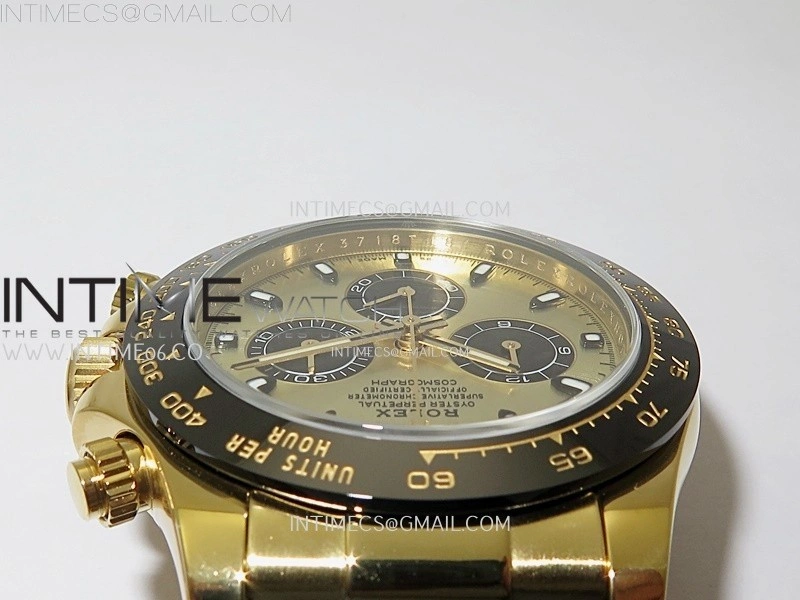 Daytona 116518 Gain Weight AF 1:1 Best Edition Gold Dial Black Subdials Sticks Markers on Oysterflex Strap SH4130