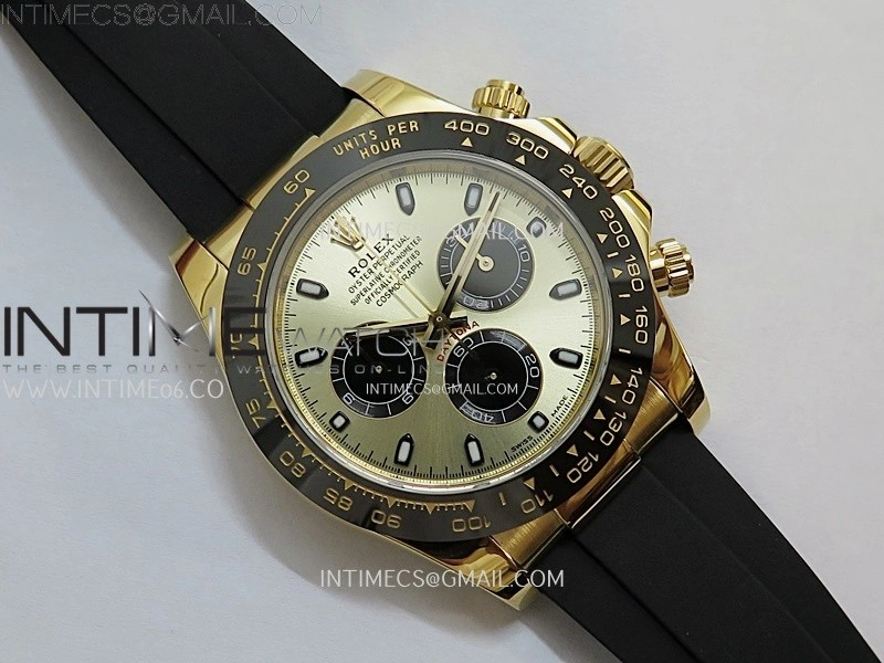 Daytona 116518 Gain Weight AF 1:1 Best Edition Gold Dial Black Subdials Sticks Markers on Oysterflex Strap SH4130