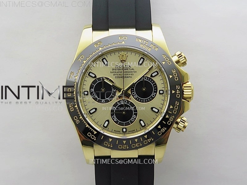 Daytona 116518 Gain Weight ZF 1:1 Best Edition Gold Dial Black Subdials Sticks Markers on Oysterflex Strap SH4130