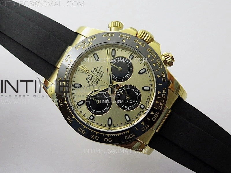 Daytona 116518 Gain Weight ZF 1:1 Best Edition Gold Dial Black Subdials Sticks Markers on Oysterflex Strap SH4130