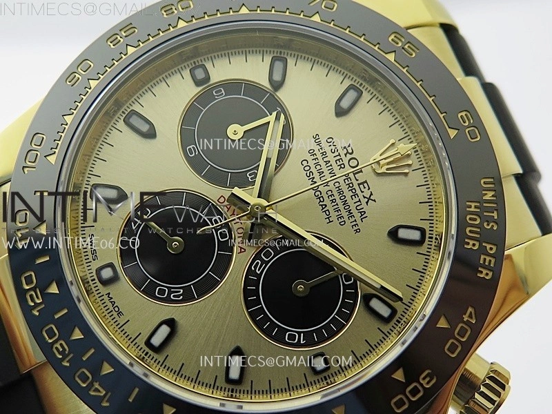 Daytona 116518 Gain Weight ZF 1:1 Best Edition Gold Dial Black Subdials Sticks Markers on Oysterflex Strap SH4130