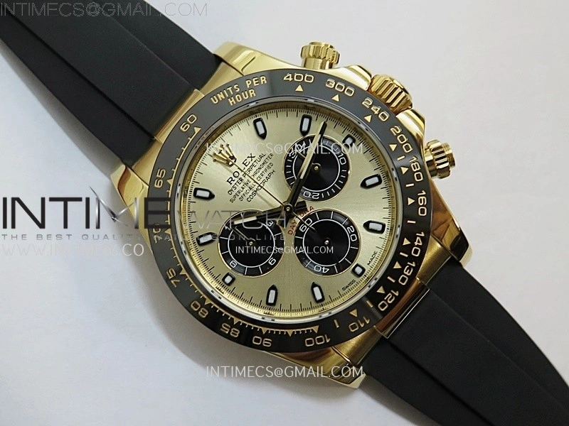 Daytona 116518 Gain Weight ZF 1:1 Best Edition Gold Dial Black Subdials Sticks Markers on Oysterflex Strap SH4130
