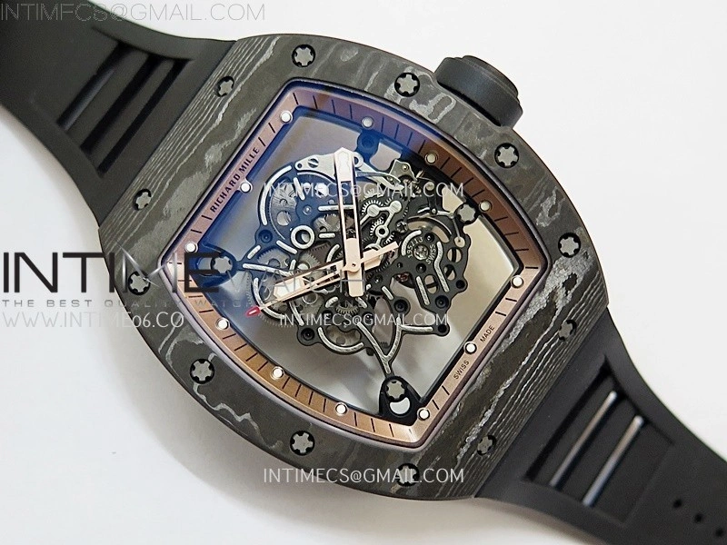 RM055 NTPT APSF 1:1 Best Edition RG Inner Bezel Black Crown On Black Rubber Strap RMUL2 Super Clone