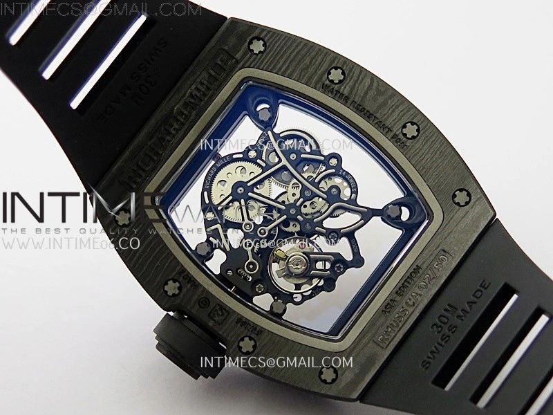 RM055 NTPT APSF 1:1 Best Edition RG Inner Bezel Black Crown On Black Rubber Strap RMUL2 Super Clone