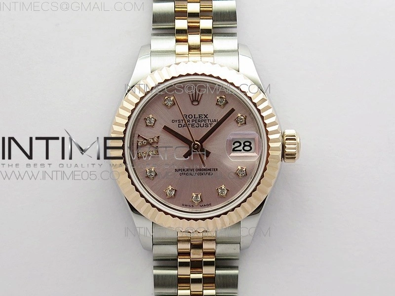 Datejust 28mm 279173 SS RG BP Best Edition Silver Stars Crystal Markers Dial on SS RG Jubilee Bracelet ETA2671