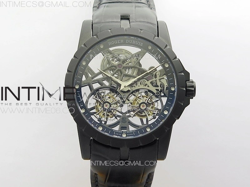 Excalibur Rddbex0820 DLC YSF Best Edition Skeleton Dial on Black Leather Strap Asian RD100 Double Tourbillon