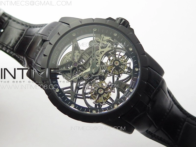 Excalibur Rddbex0820 DLC YSF Best Edition Skeleton Dial on Black Leather Strap Asian RD100 Double Tourbillon