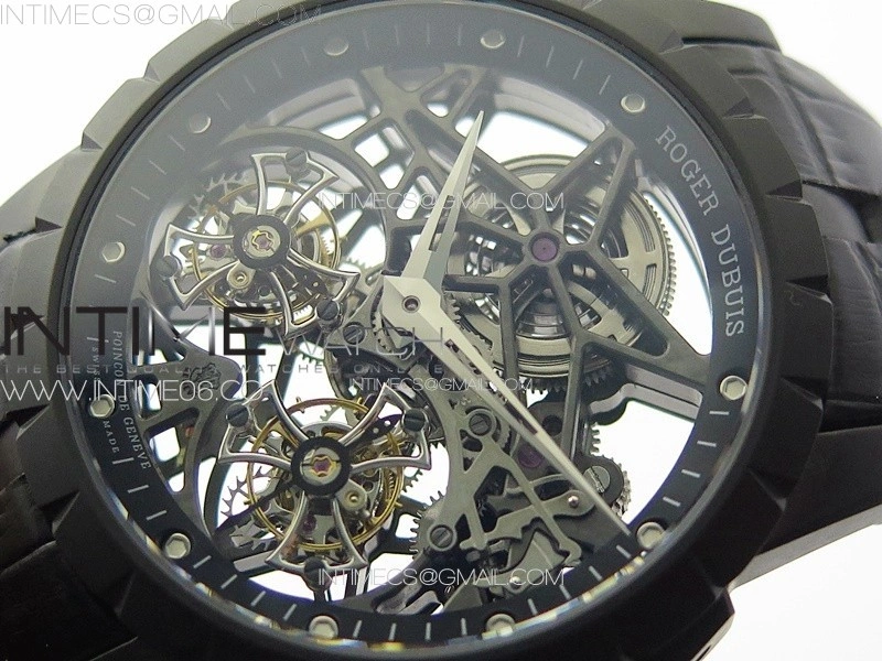 Excalibur Rddbex0820 DLC YSF Best Edition Skeleton Dial on Black Leather Strap Asian RD100 Double Tourbillon