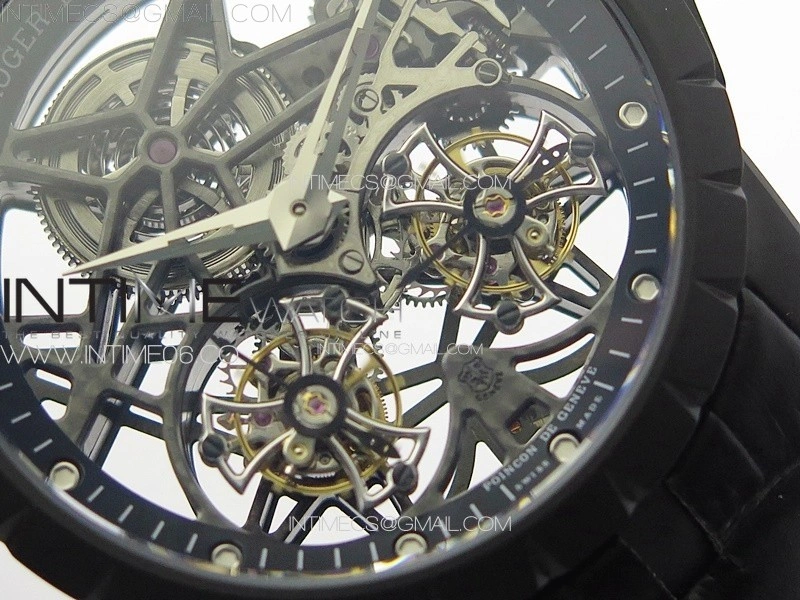 Excalibur Rddbex0820 DLC YSF Best Edition Skeleton Dial on Black Leather Strap Asian RD100 Double Tourbillon