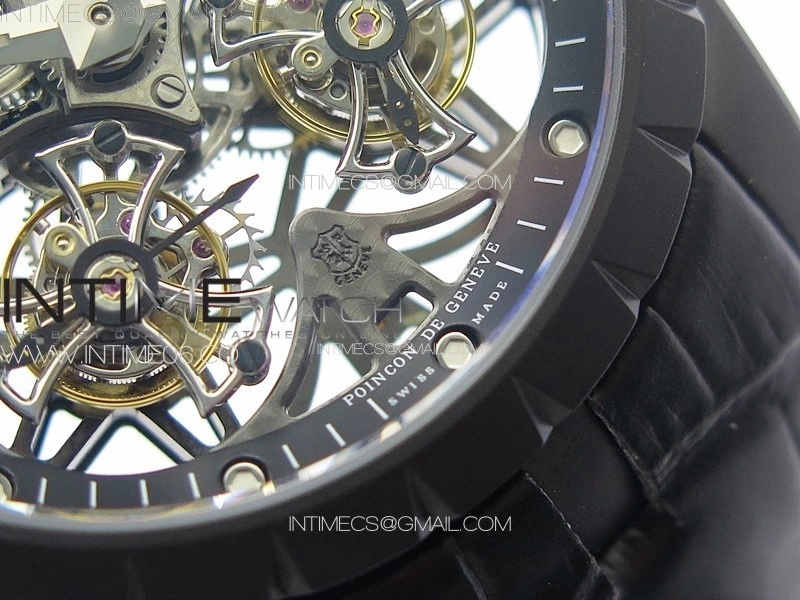 Excalibur Rddbex0820 DLC YSF Best Edition Skeleton Dial on Black Leather Strap Asian RD100 Double Tourbillon