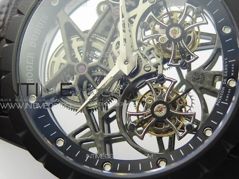 Excalibur Rddbex0820 DLC YSF Best Edition Skeleton Dial on Black Leather Strap Asian RD100 Double Tourbillon