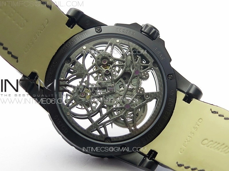 Excalibur Rddbex0820 DLC YSF Best Edition Skeleton Dial on Black Leather Strap Asian RD100 Double Tourbillon