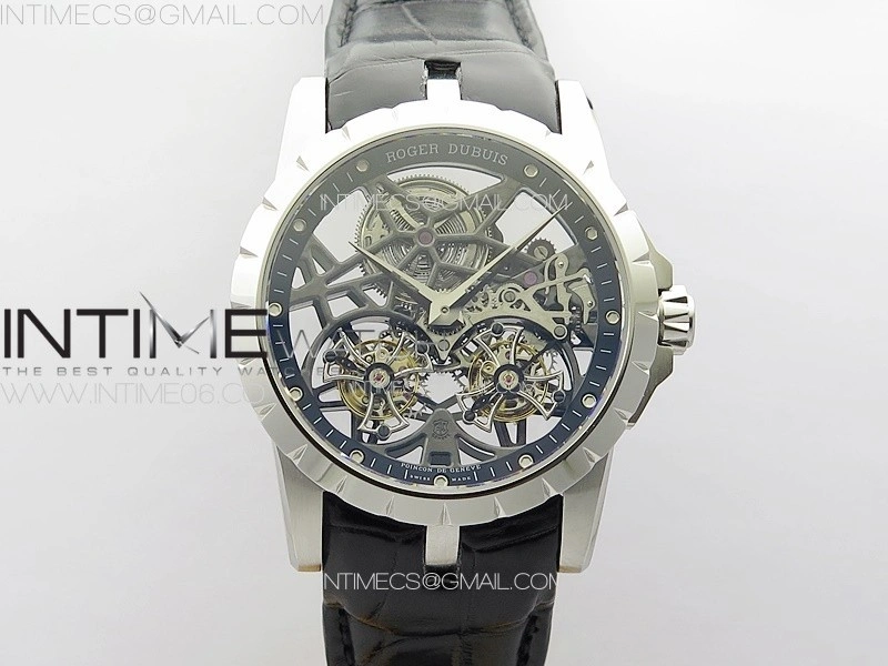 Excalibur Rddbex0820 SS YSF Best Edition Skeleton Dial on Black Leather Strap Asian RD100 Double Tourbillon