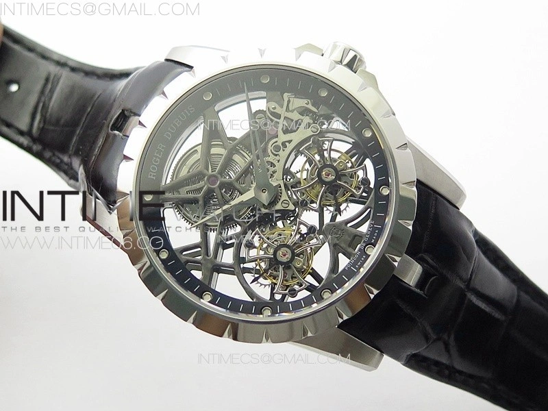 Excalibur Rddbex0820 SS YSF Best Edition Skeleton Dial on Black Leather Strap Asian RD100 Double Tourbillon