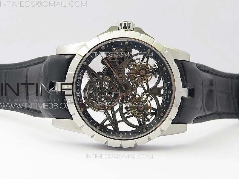 Excalibur Rddbex0820 SS YSF Best Edition Skeleton Dial on Black Leather Strap Asian RD100 Double Tourbillon