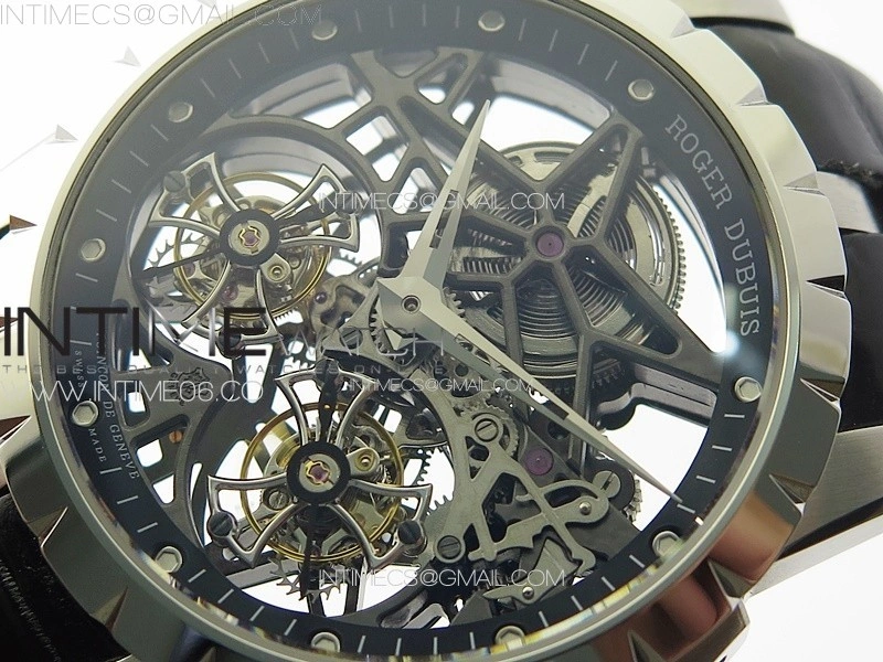 Excalibur Rddbex0820 SS YSF Best Edition Skeleton Dial on Black Leather Strap Asian RD100 Double Tourbillon