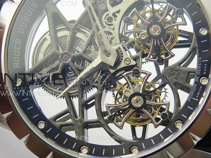 Excalibur Rddbex0820 SS YSF Best Edition Skeleton Dial on Black Leather Strap Asian RD100 Double Tourbillon
