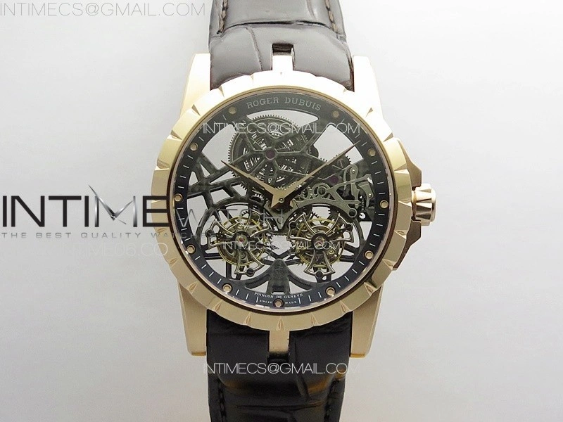Excalibur Rddbex0820 RG YSF Best Edition Skeleton Dial on Black Leather Strap Asian RD100 Double Tourbillon