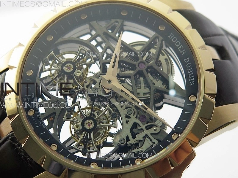 Excalibur Rddbex0820 RG YSF Best Edition Skeleton Dial on Black Leather Strap Asian RD100 Double Tourbillon