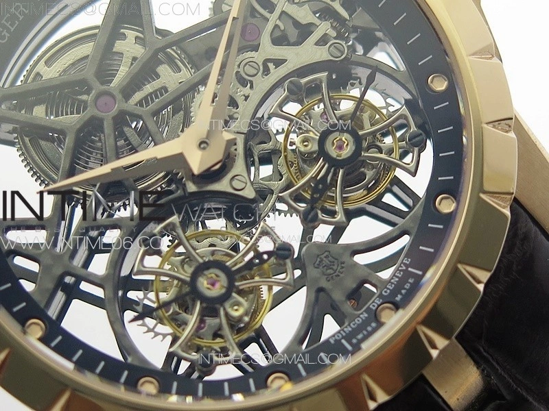 Excalibur Rddbex0820 RG YSF Best Edition Skeleton Dial on Black Leather Strap Asian RD100 Double Tourbillon